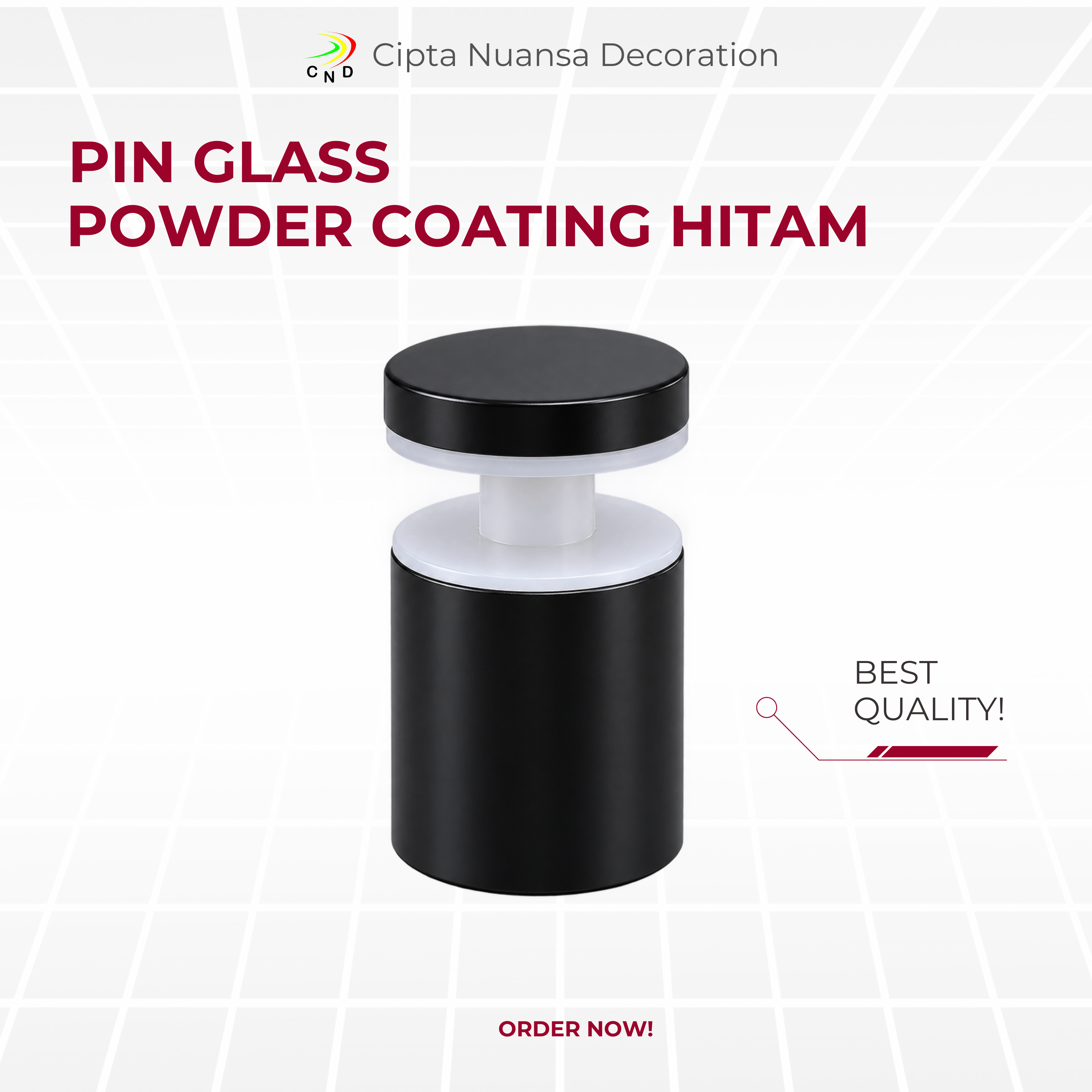 PIN GLASS POWDER COATING HITAM